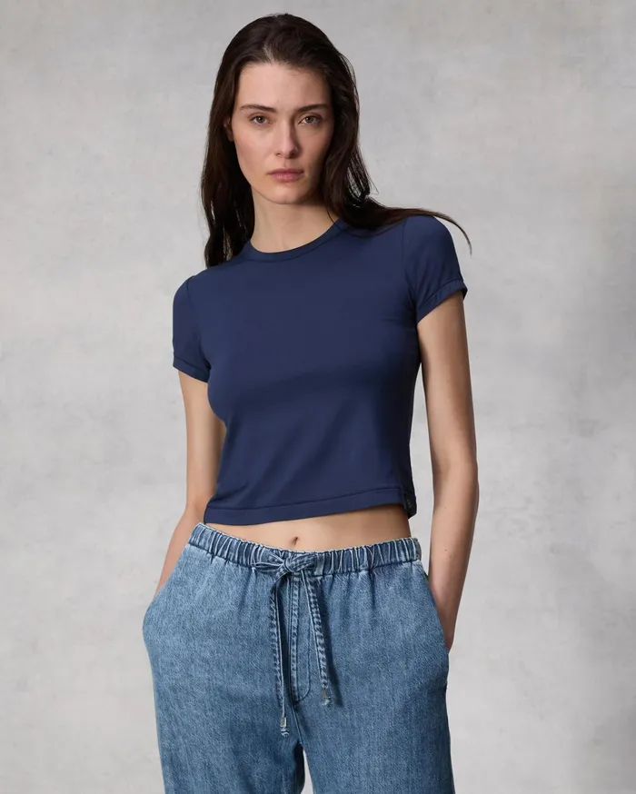 Women Rag and Bone TShirts Luca Baby Tee Deep Navy