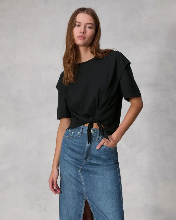Women Rag and Bone TShirts Mica Tie Tee Black