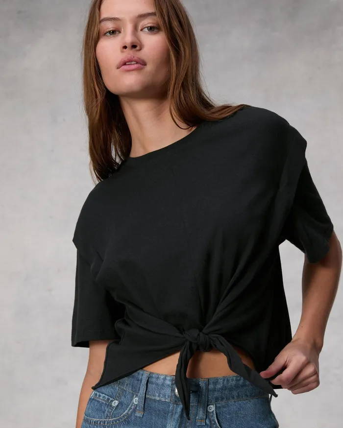 Women Rag and Bone TShirts Mica Tie Tee Black Women Rag and Bone TShirts Mica Tie Tee Black