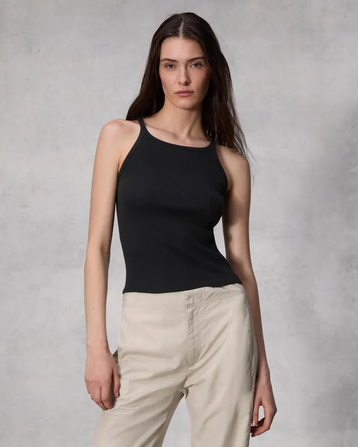 Women Rag and Bone TShirts The Essential Rib String Tank Black