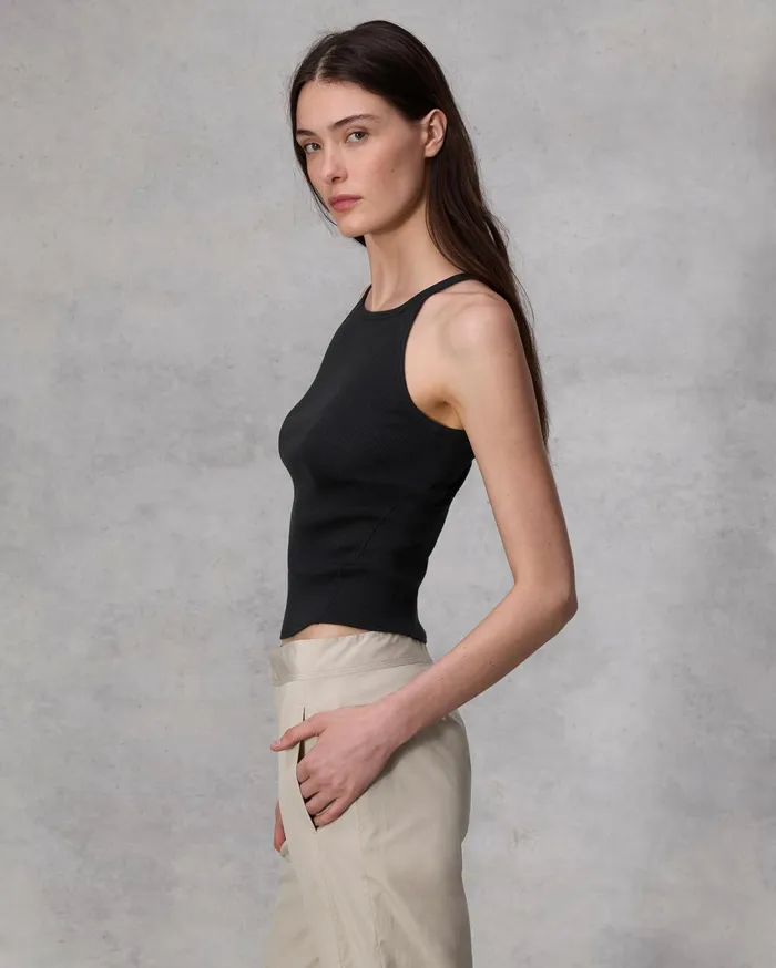 Women Rag and Bone TShirts The Essential Rib String Tank Black Women Rag and Bone TShirts The Essential Rib String Tank Black