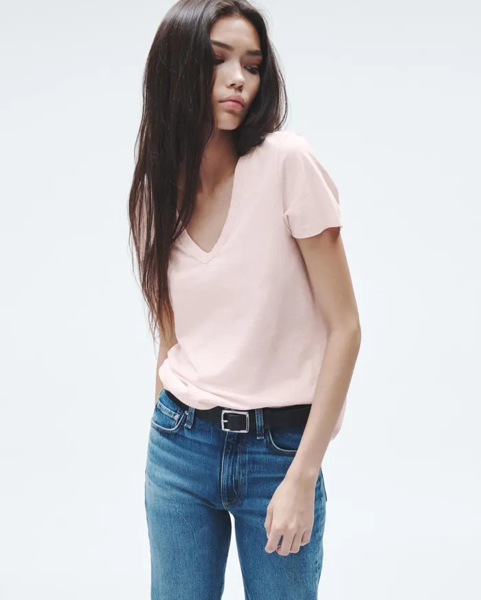 Women Rag and Bone TShirts The Slub Vee Blush