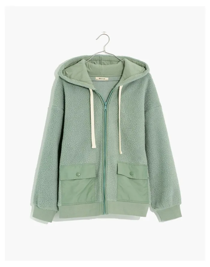 Women Resourced Fleece Hooded Zip Jacket Frosted Willow Madewell Sweatshirts and Sweatpants