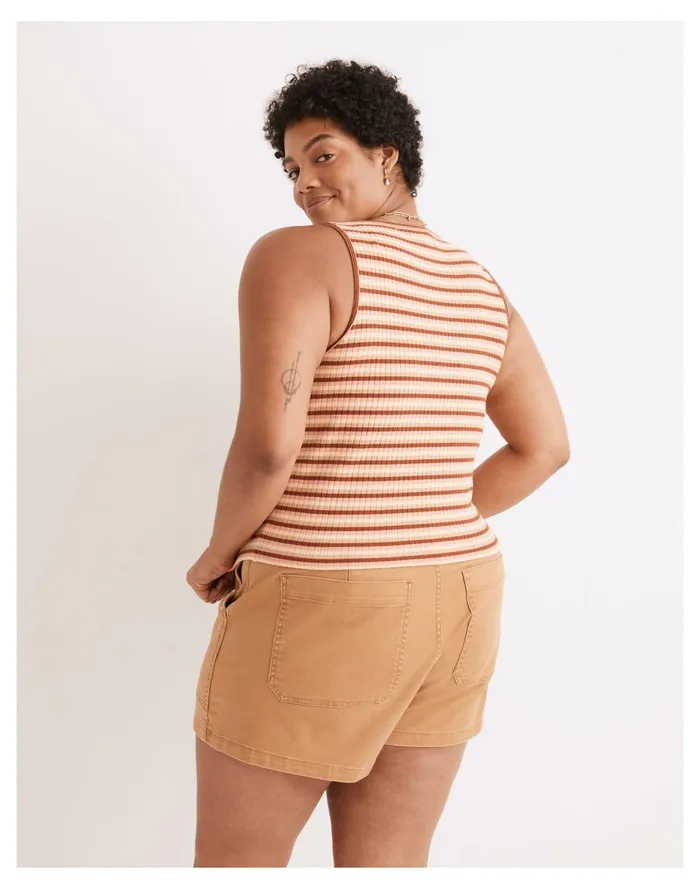 Women Resourced Ribbed Button Front Crop Tank In Braxton Stripe Burnt Umber Madewell Tops and Shirts Women Resourced Ribbed Button Front Crop Tank In Braxton Stripe Burnt Umber Madewell Tops and Shirts