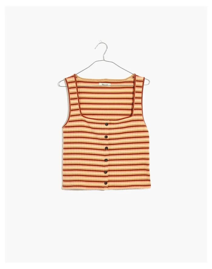 Women Resourced Ribbed Button Front Crop Tank In Braxton Stripe Burnt Umber Madewell Tops and Shirts Women Resourced Ribbed Button Front Crop Tank In Braxton Stripe Burnt Umber Madewell Tops and Shirts