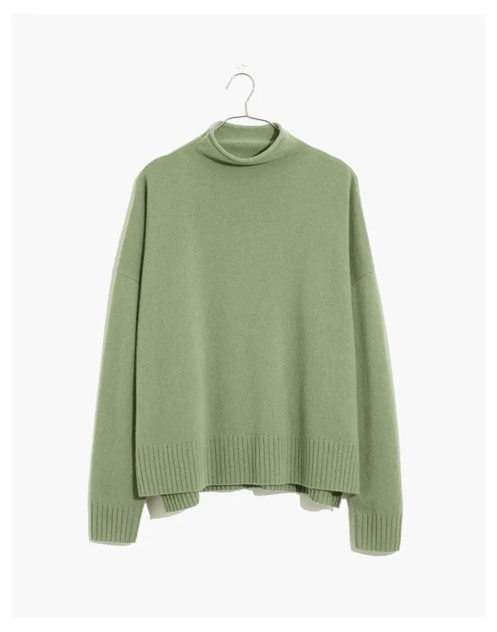 Women Responsible Cashmere Mockneck Sweater Sea Green Madewell Sweaters