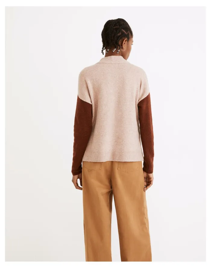 Women Redmond Mockneck Pocket Sweater In Colorblock Heather Gardenia Madewell Sweaters Women Redmond Mockneck Pocket Sweater In Colorblock Heather Gardenia Madewell Sweaters