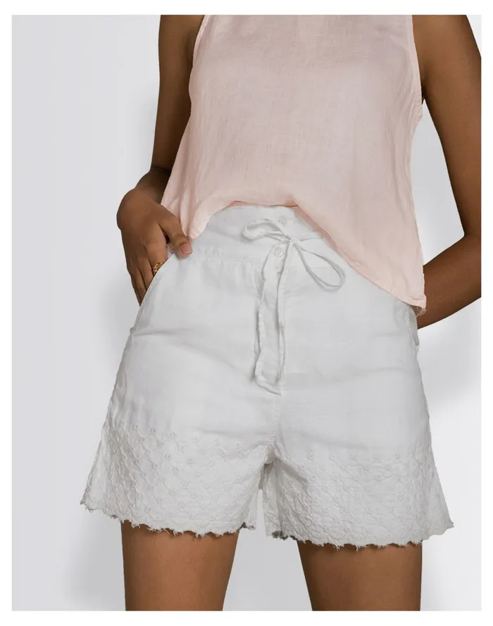 Women Reistor Embroidered Hemp Raindrops On Flip Flops Shorts White Madewell Shorts