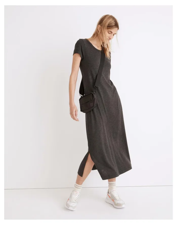 Women Relaxed Midi Tee Dress Hthr Charcoal Madewell Dresses