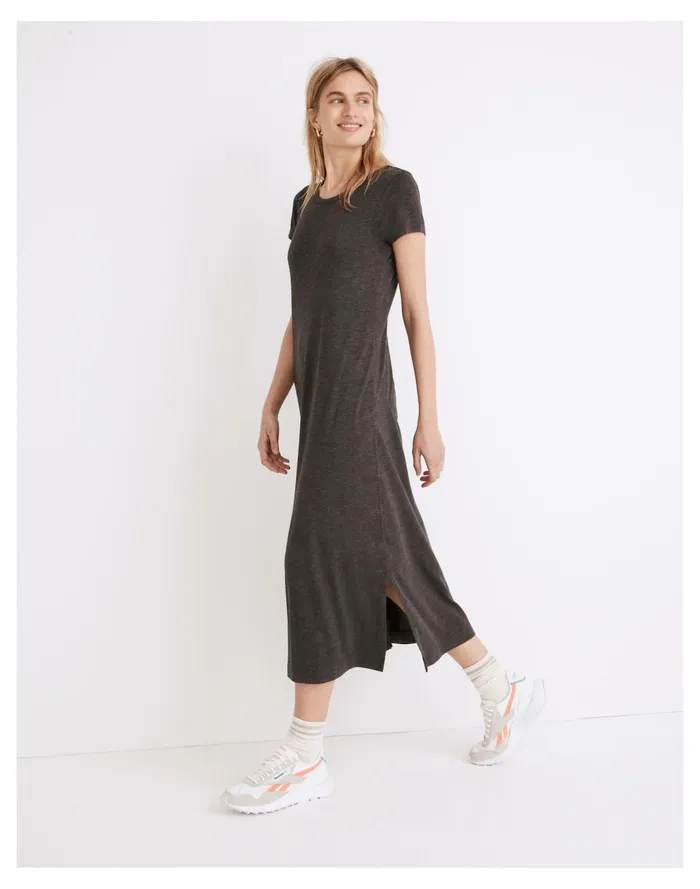 Women Relaxed Midi Tee Dress Hthr Charcoal Madewell Dresses Women Relaxed Midi Tee Dress Hthr Charcoal Madewell Dresses