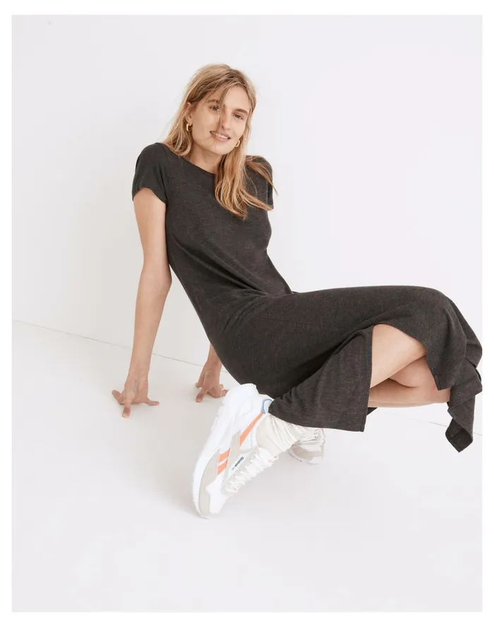 Women Relaxed Midi Tee Dress Hthr Charcoal Madewell Dresses Women Relaxed Midi Tee Dress Hthr Charcoal Madewell Dresses