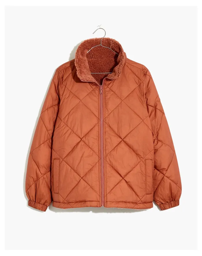 Women Reversible Sherpa Puffer Jacket Warm Umber Madewell Jackets Women Reversible Sherpa Puffer Jacket Warm Umber Madewell Jackets
