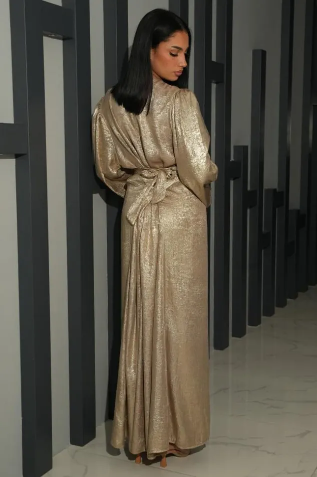 Women Robe Ample Dor Paillet Nouer Golden Brentiny Paris Ceremonial Outfits