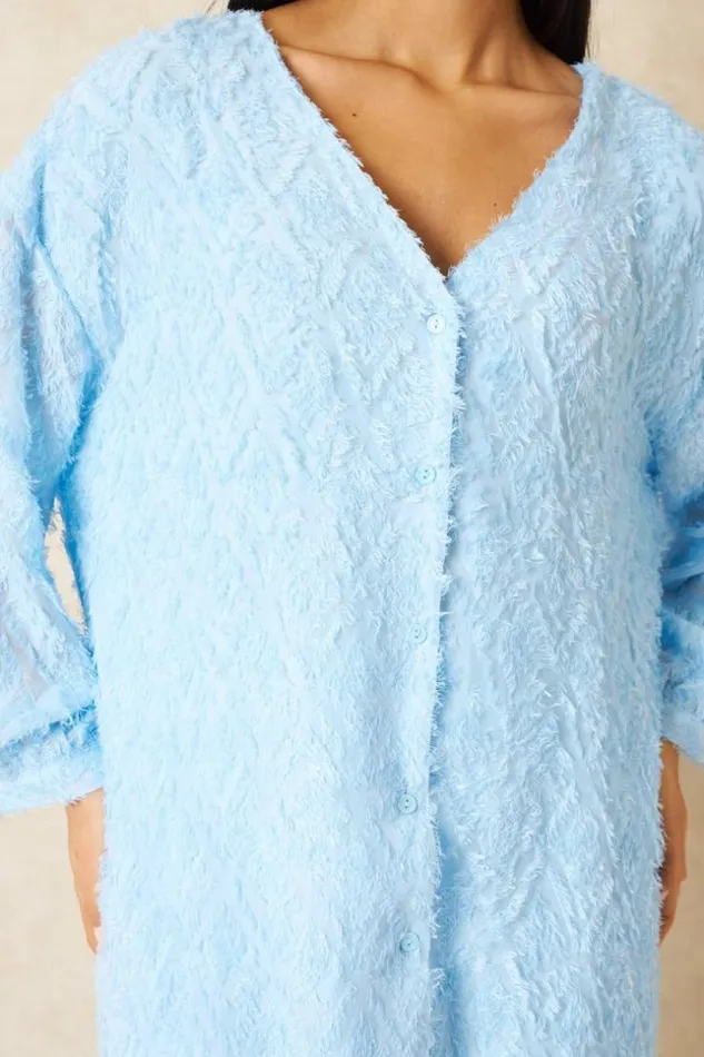 Women Robe Gilet Longue Duveteuse Bleu Ciel Bleuclair Brentiny Paris Cardigans Women Robe Gilet Longue Duveteuse Bleu Ciel Bleuclair Brentiny Paris Cardigans