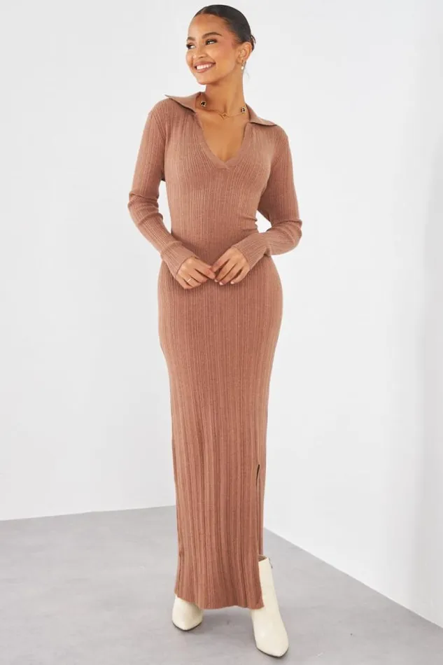 Women Robe Longue Marron Ctele Brown Brentiny Paris Short Dresses