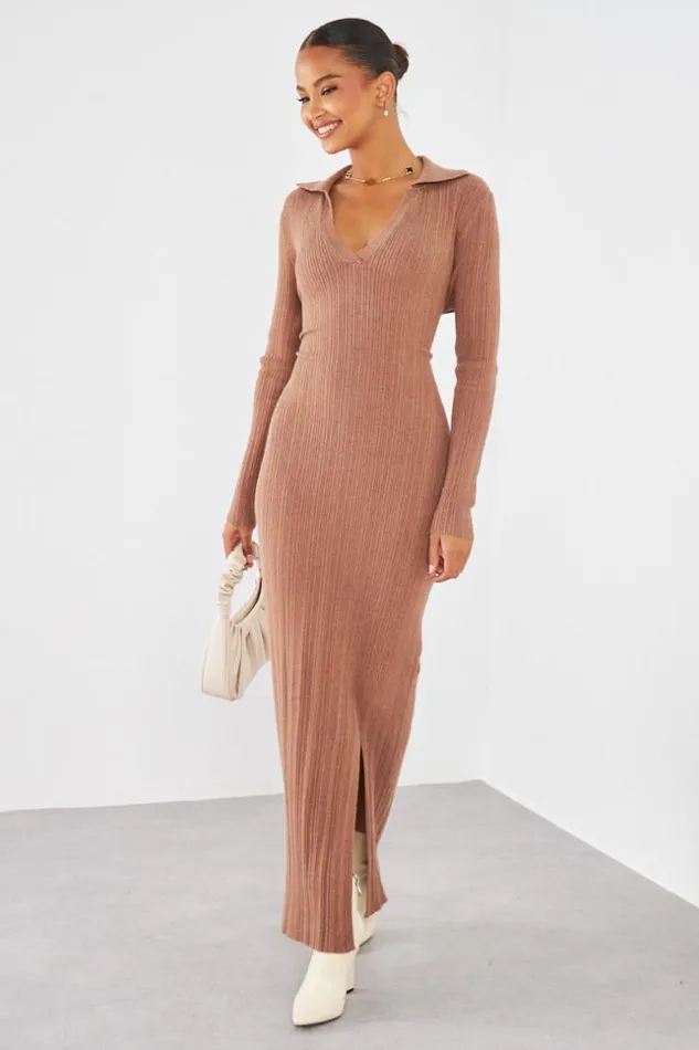 Women Robe Longue Marron Ctele Brown Brentiny Paris Short Dresses