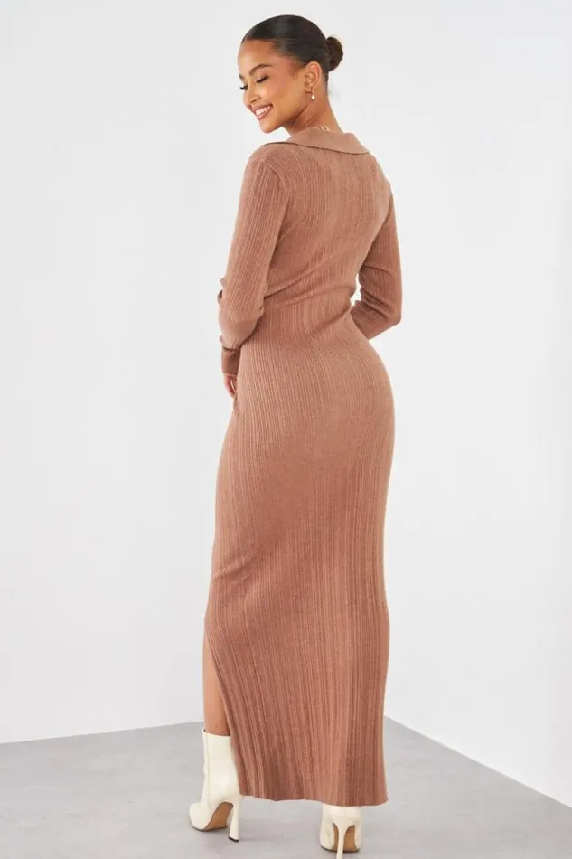 Women Robe Longue Marron Ctele Brown Brentiny Paris Short Dresses