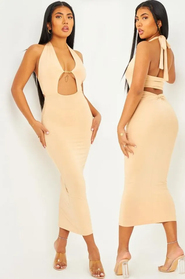 Women Robe MiLongue Beige Ajoure La Poitrine Et Dos Nu Brentiny Paris Ceremonial Outfits