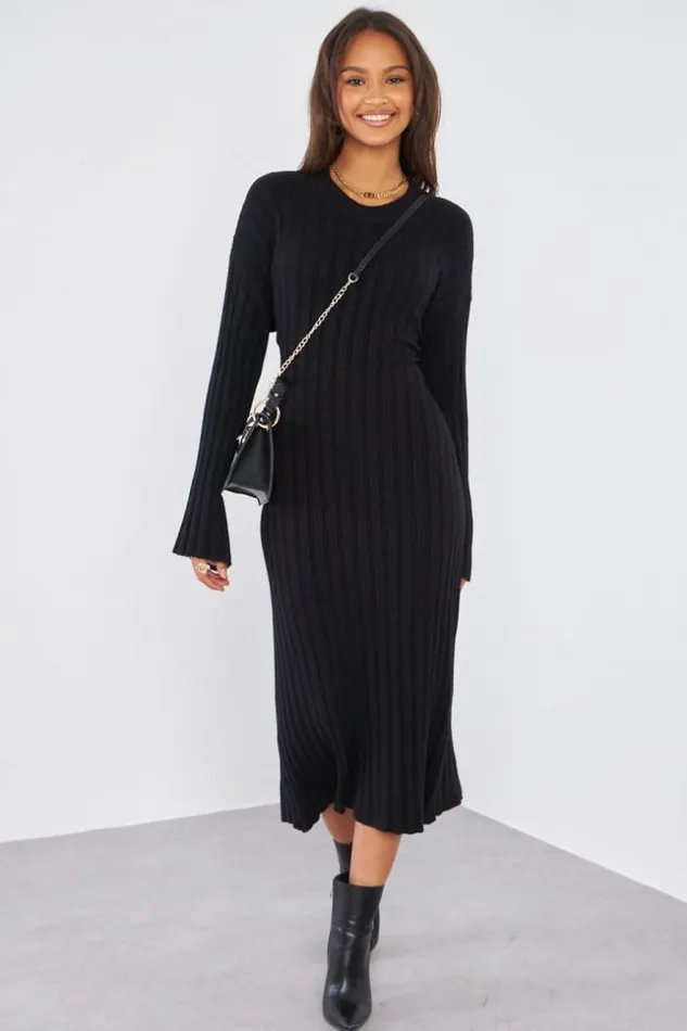 Women Robe Noire Moulante Longue Ctele Black Brentiny Paris Short Dresses
