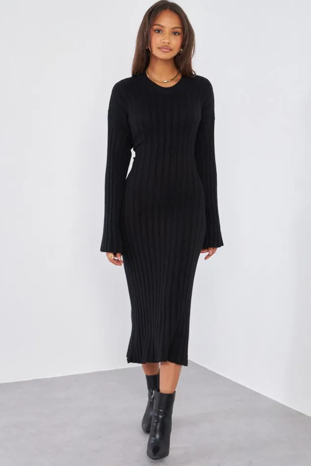 Women Robe Noire Moulante Longue Ctele Black Brentiny Paris Short Dresses