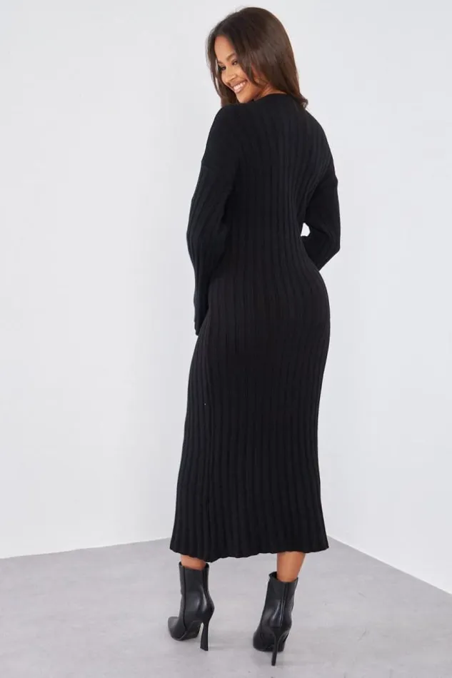 Women Robe Noire Moulante Longue Ctele Black Brentiny Paris Short Dresses