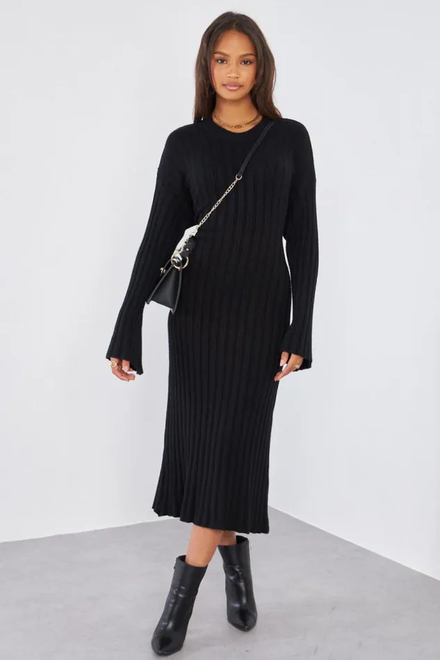 Women Robe Noire Moulante Longue Ctele Black Brentiny Paris Short Dresses
