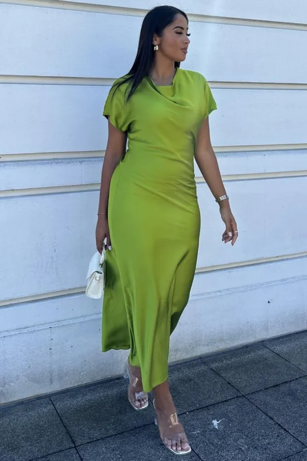 Women Robe Verte Longue Satine Vertclair Brentiny Paris Ceremonial Outfits