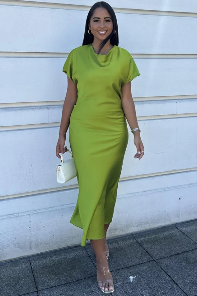 Women Robe Verte Longue Satine Vertclair Brentiny Paris Ceremonial Outfits