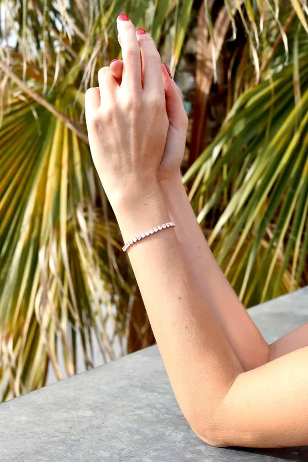 Women Rose Gold Plated Tennis Bracelet Roman Jewellery