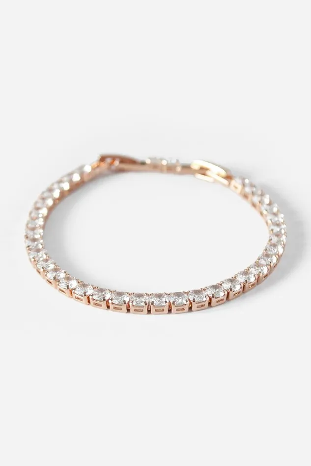 Women Rose Gold Plated Tennis Bracelet Roman Jewellery