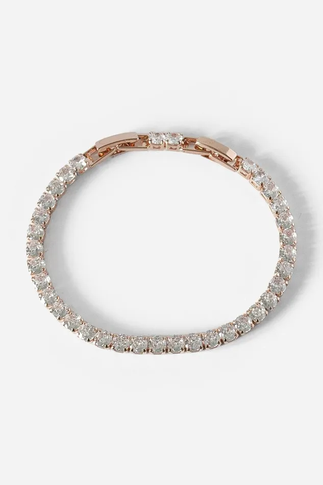 Women Rose Gold Plated Tennis Bracelet Roman Jewellery