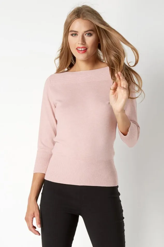 Women Rose Slash Neck Jumper Roman Knitwear