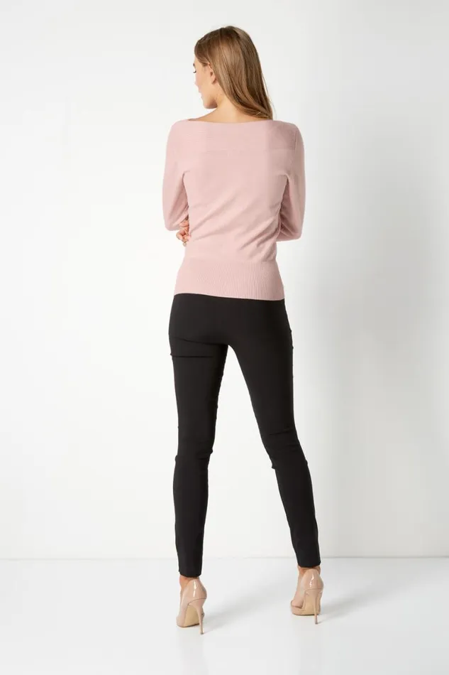 Women Rose Slash Neck Jumper Roman Knitwear