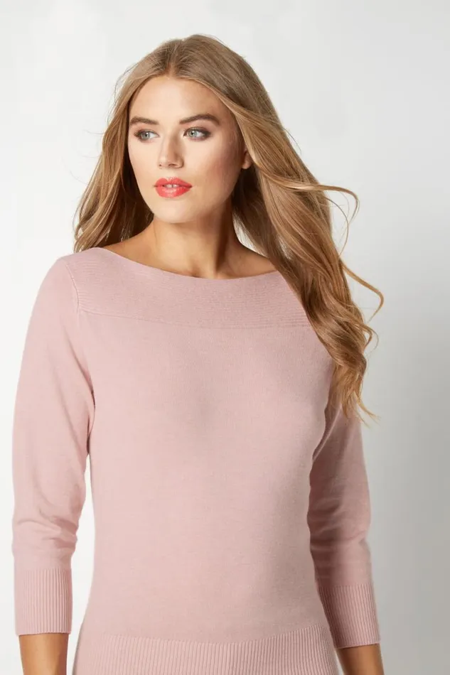 Women Rose Slash Neck Jumper Roman Knitwear