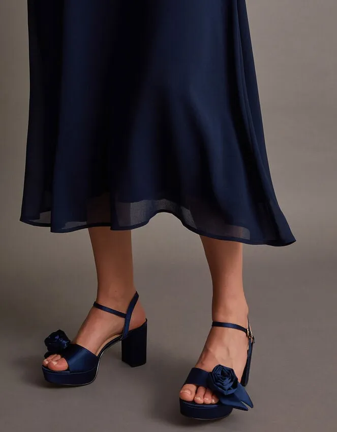 Women Rosette Platform Heels Blue Monsoon Platforms