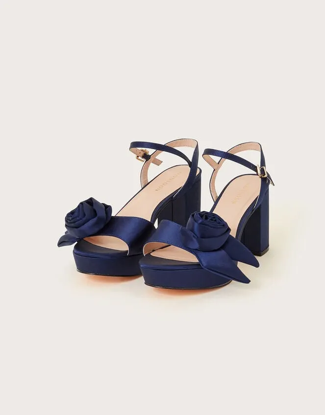 Women Rosette Platform Heels Blue Monsoon Platforms