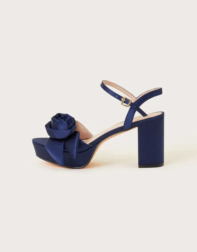 Women Rosette Platform Heels Blue Monsoon Platforms