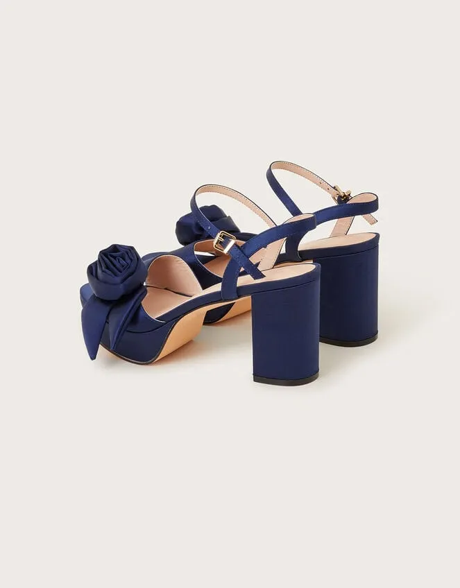 Women Rosette Platform Heels Blue Monsoon Platforms