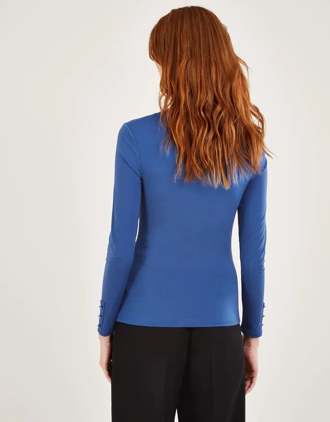 Women Ruched Front Jersey Top With Recycled Polyester Blue Monsoon Tops and Blouses