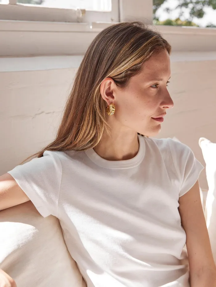Women Rylan 8211 Hammered Hoop Earrings In Gold The UNDONE Earrings