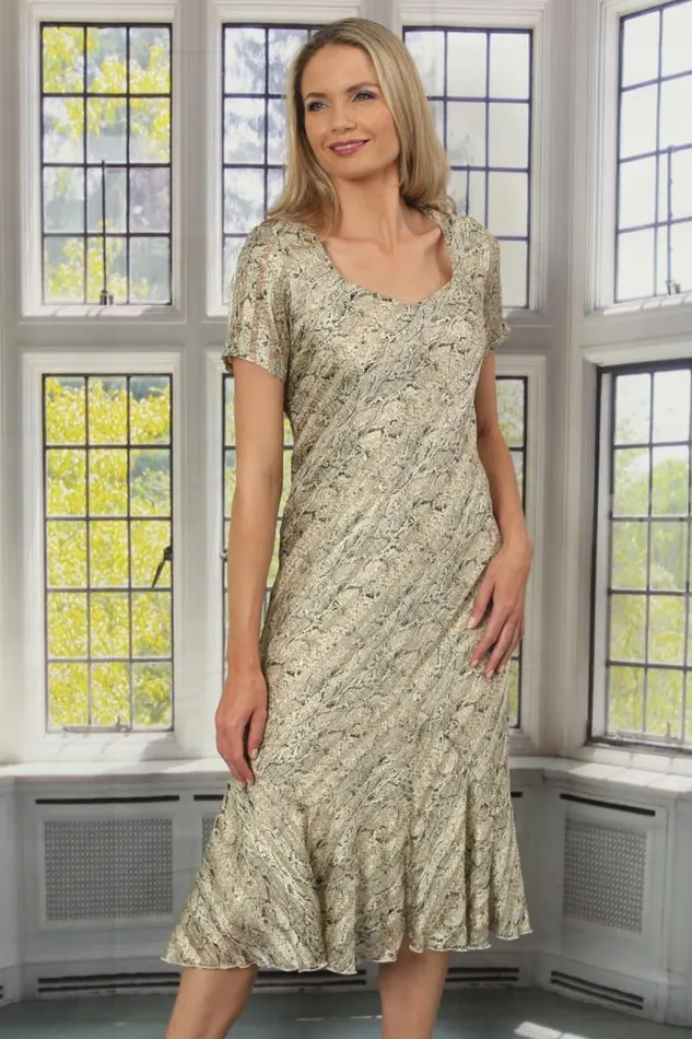 Women Sage Julianna Snake Print Bias Cut Dress Roman Occasionwear