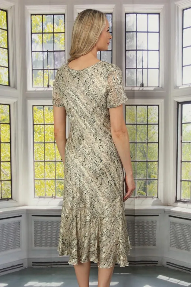 Women Sage Julianna Snake Print Bias Cut Dress Roman Occasionwear