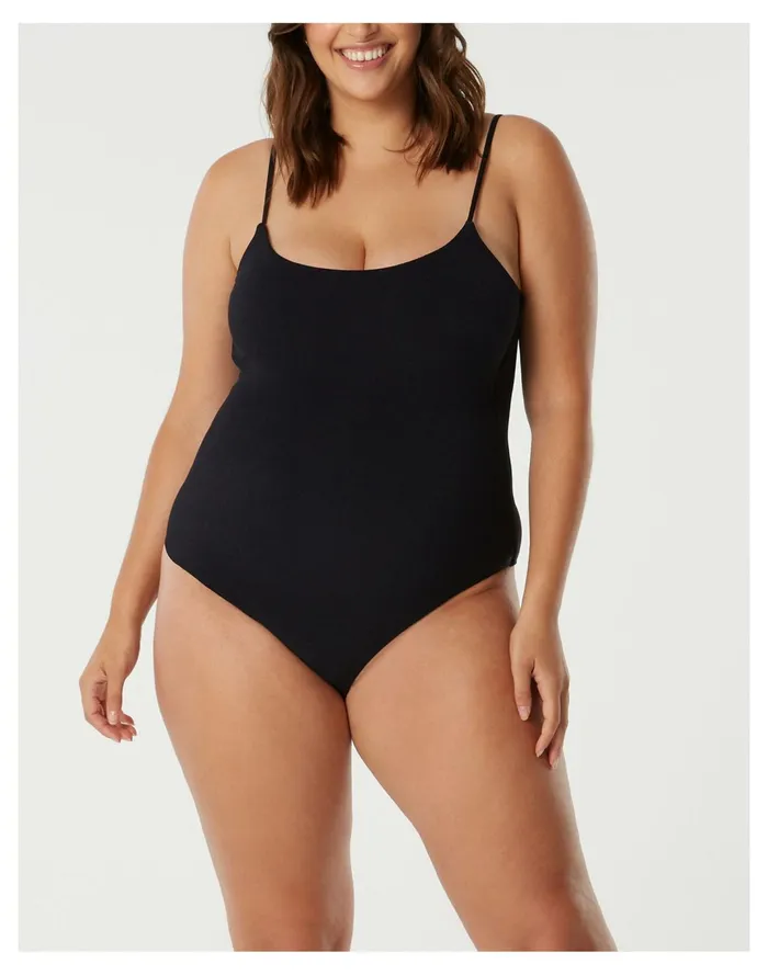 Women SAINT SOMEBODY Underwater Love Textured One Piece Black Madewell Swim