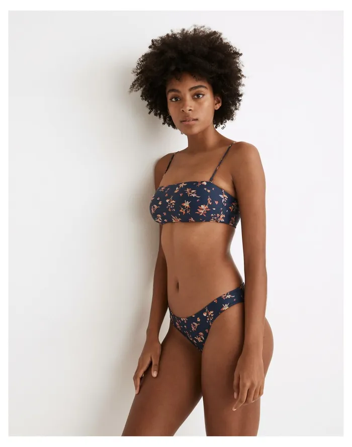 Women Second Wave Classic Bikini Bottom In Floral Reef Bengali Indigo Madewell Swim