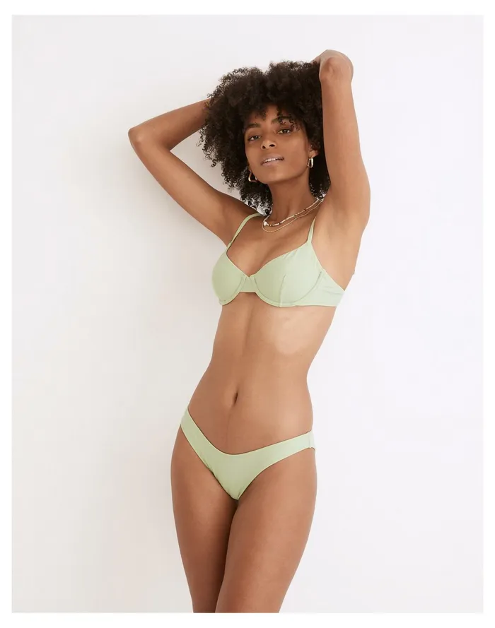 Women Second Wave Curved Waist Bikini Bottom Sunfaded Mint Madewell Swim
