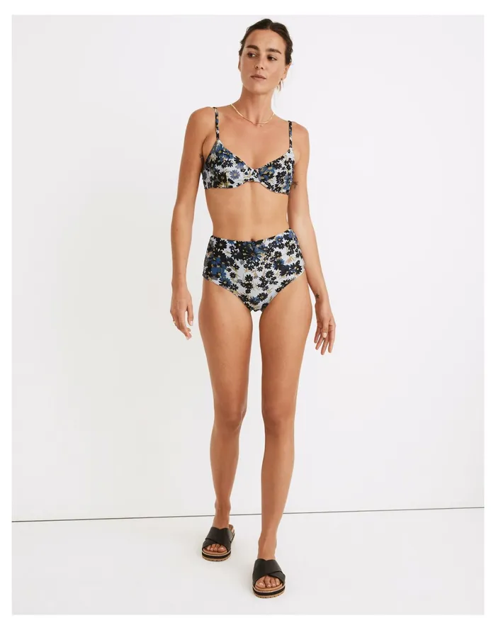 Women Second Wave Retro High Waisted Bikini Bottom In Daisy Reverie Dusty Pool Madewell Swim Women Second Wave Retro High Waisted Bikini Bottom In Daisy Reverie Dusty Pool Madewell Swim