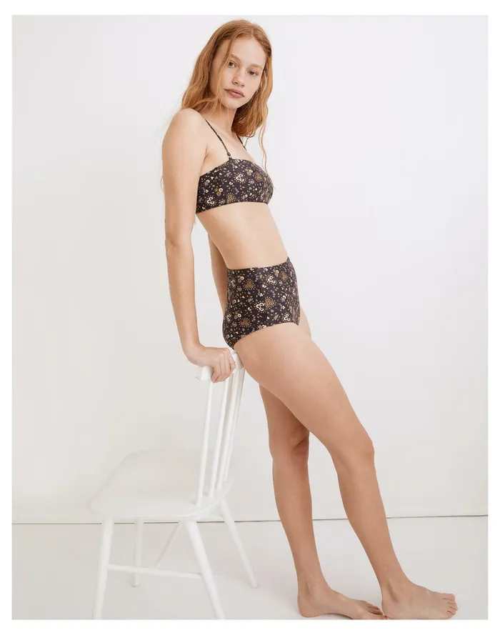 Women Second Wave Reversible Spaghetti Strap Bandeau Bikini Top In Wildplains Floral Folk Foulard Combo Madewell Swim Women Second Wave Reversible Spaghetti Strap Bandeau Bikini Top In Wildplains Floral Folk Foulard Combo Madewell Swim