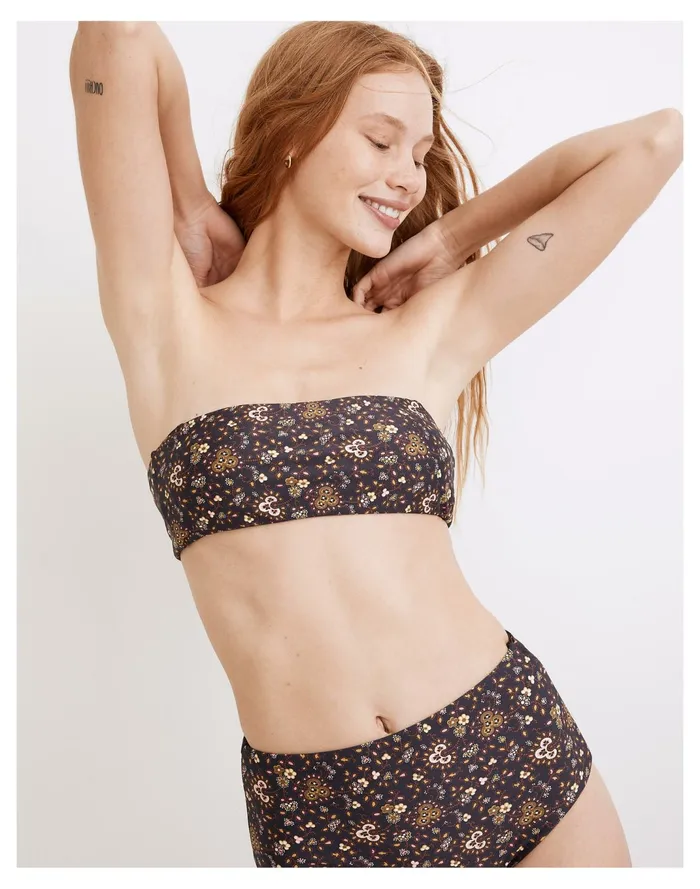 Women Second Wave Reversible Spaghetti Strap Bandeau Bikini Top In Wildplains Floral Folk Foulard Combo Madewell Swim Women Second Wave Reversible Spaghetti Strap Bandeau Bikini Top In Wildplains Floral Folk Foulard Combo Madewell Swim
