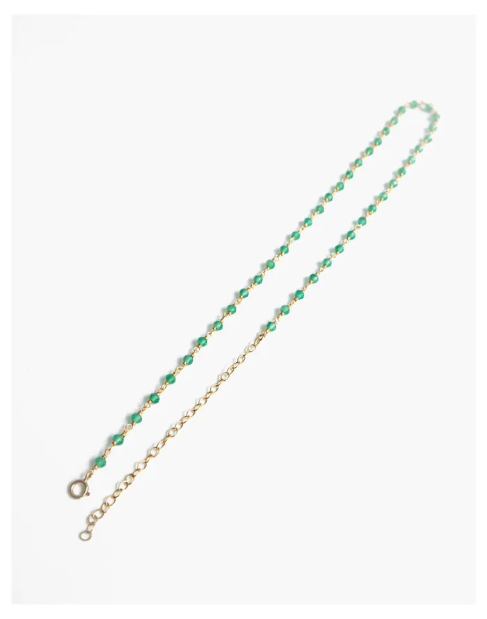 Women Seree Hannah Skinny Beaded Choker Necklace Green Madewell Necklaces Women Seree Hannah Skinny Beaded Choker Necklace Green Madewell Necklaces