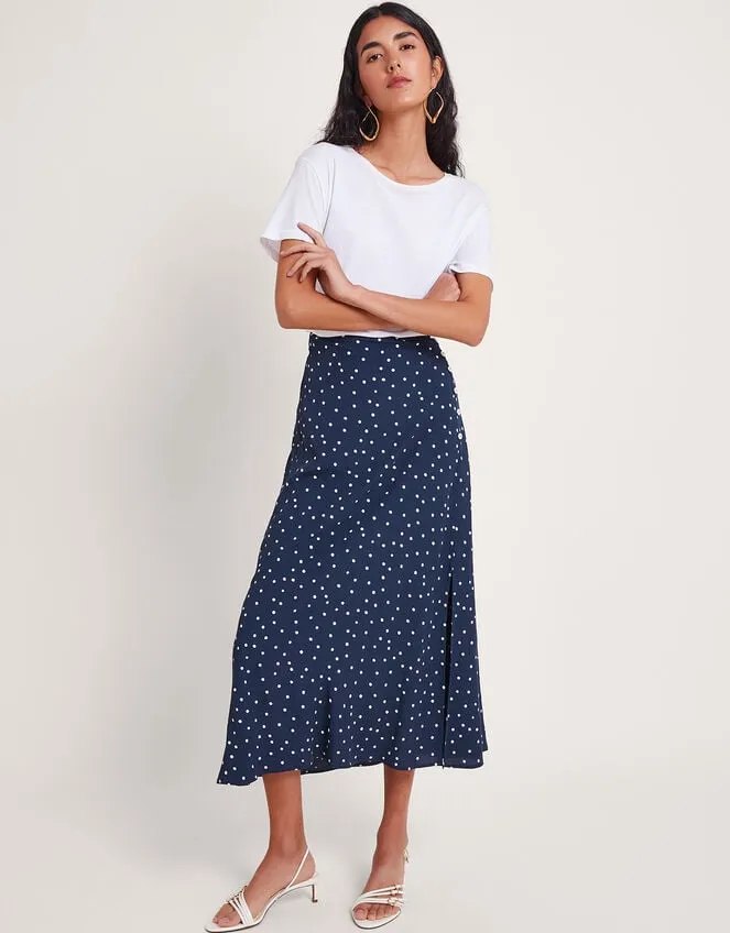 Women Shiloh Spot Bias Skirt Blue Monsoon Skirts